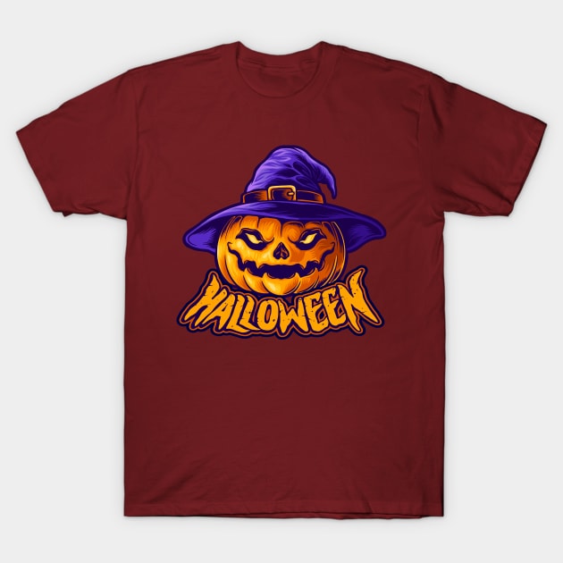 Halloween Character Jack-O-Lantern Head T-Shirt by sgmerchy